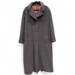 LAURA ASHLEY Alpaca Wool Mohair Long Full Length Coat Dark Brown Size 14